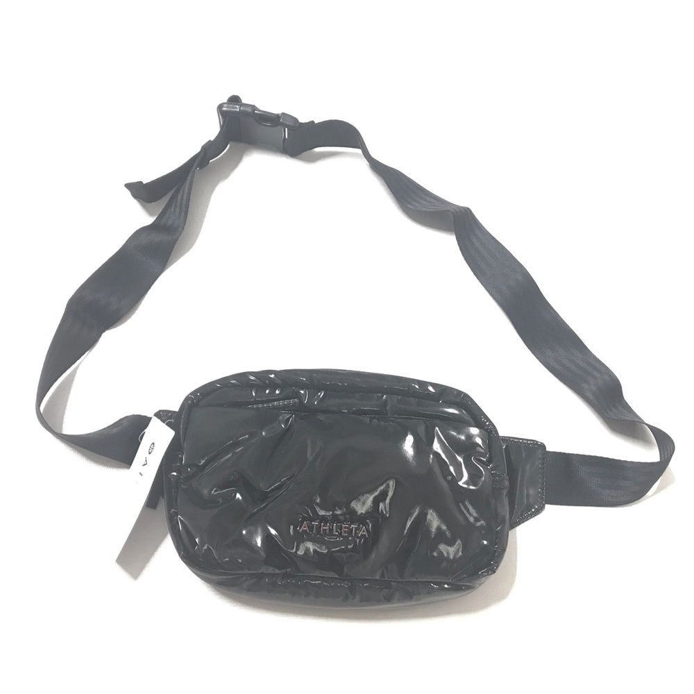 ATHLETA All About Shine Puff Large Belt Bag Simone Biles Black Waist Fanny Pack